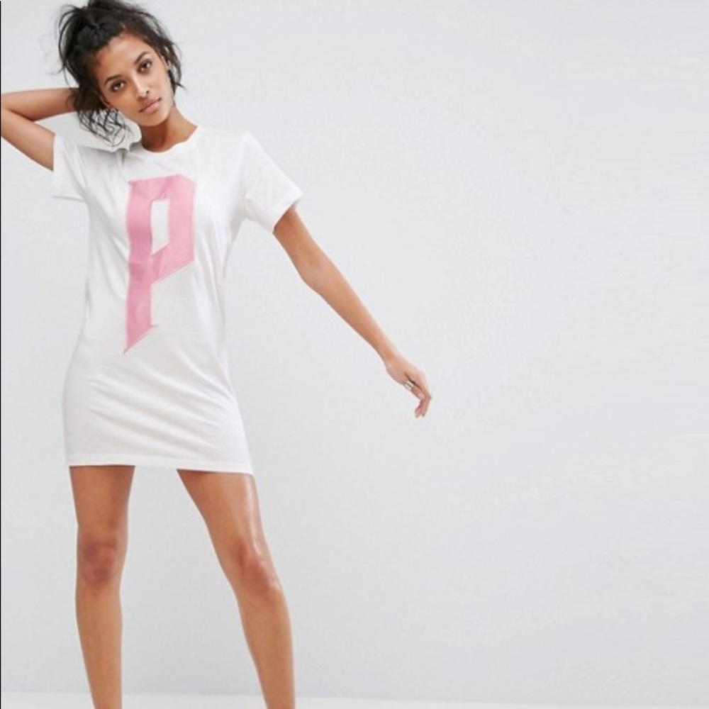 BRAND NEW white Puma shirtdress with pink P